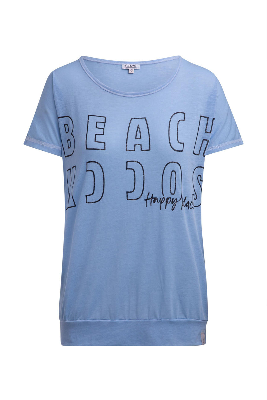 Longshirt mit Ausbrenner-Effekten und Glitter Logo soft ocean