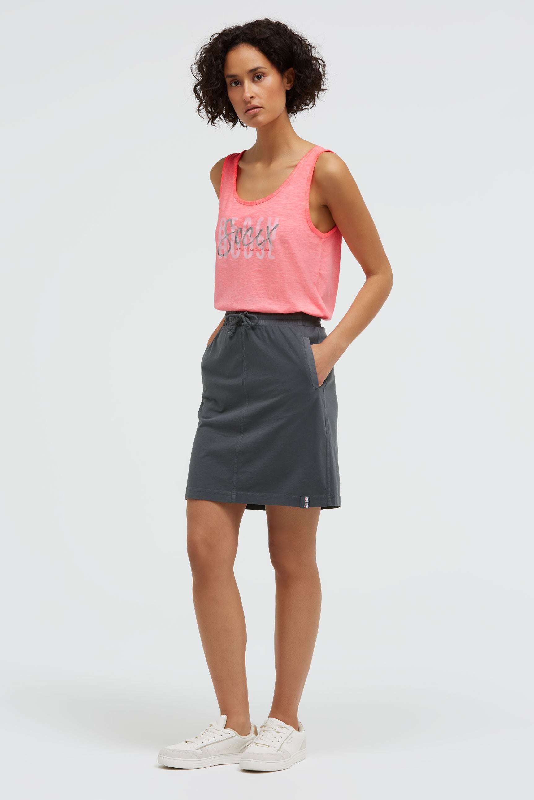 Kurzer Jersey-Rock mit Elastikbund grey bay - 3