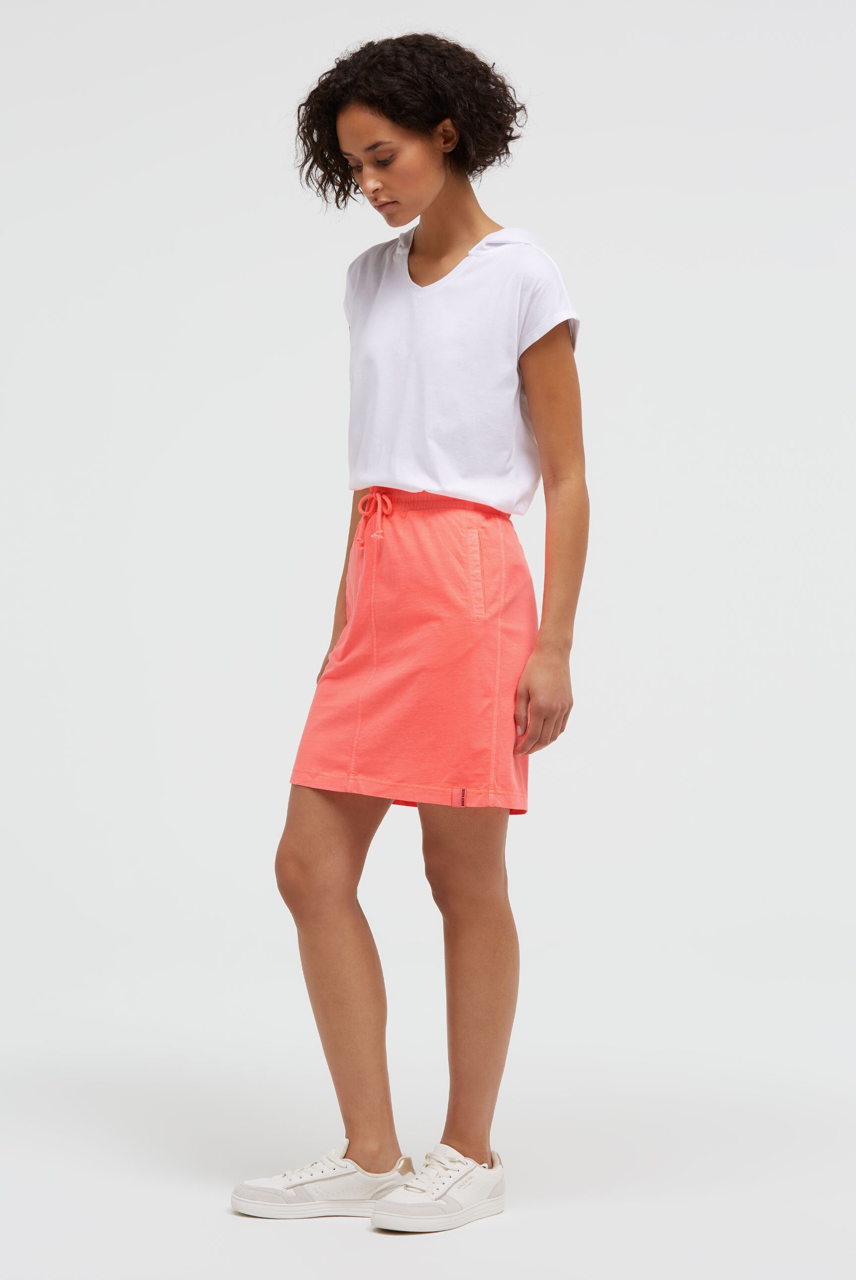 Kurzer Jersey-Rock mit Elastikbund neon coral