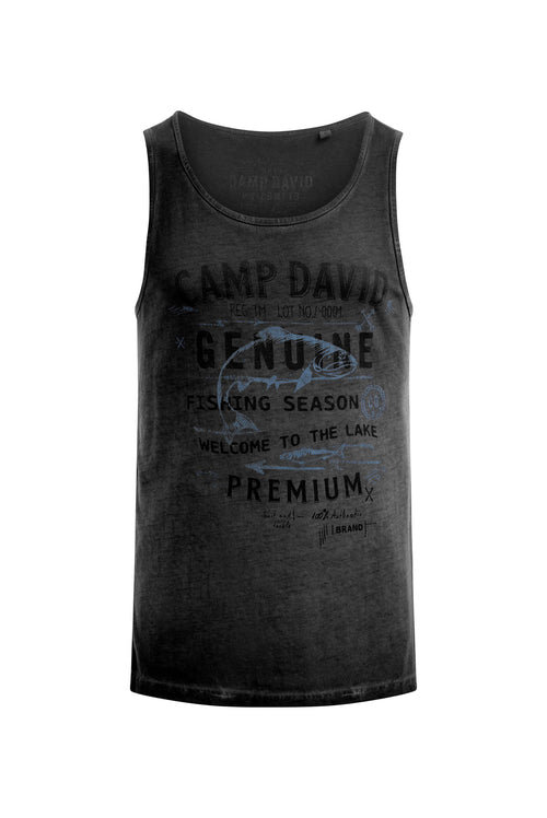 Muskelshirt Oil Dyed mit Logo Prints black