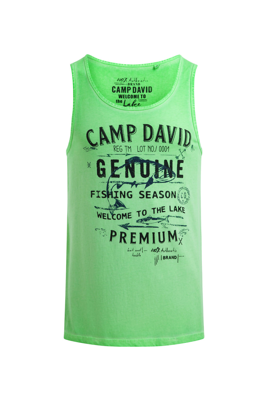 Muskelshirt Oil Dyed mit Logo Prints neon green