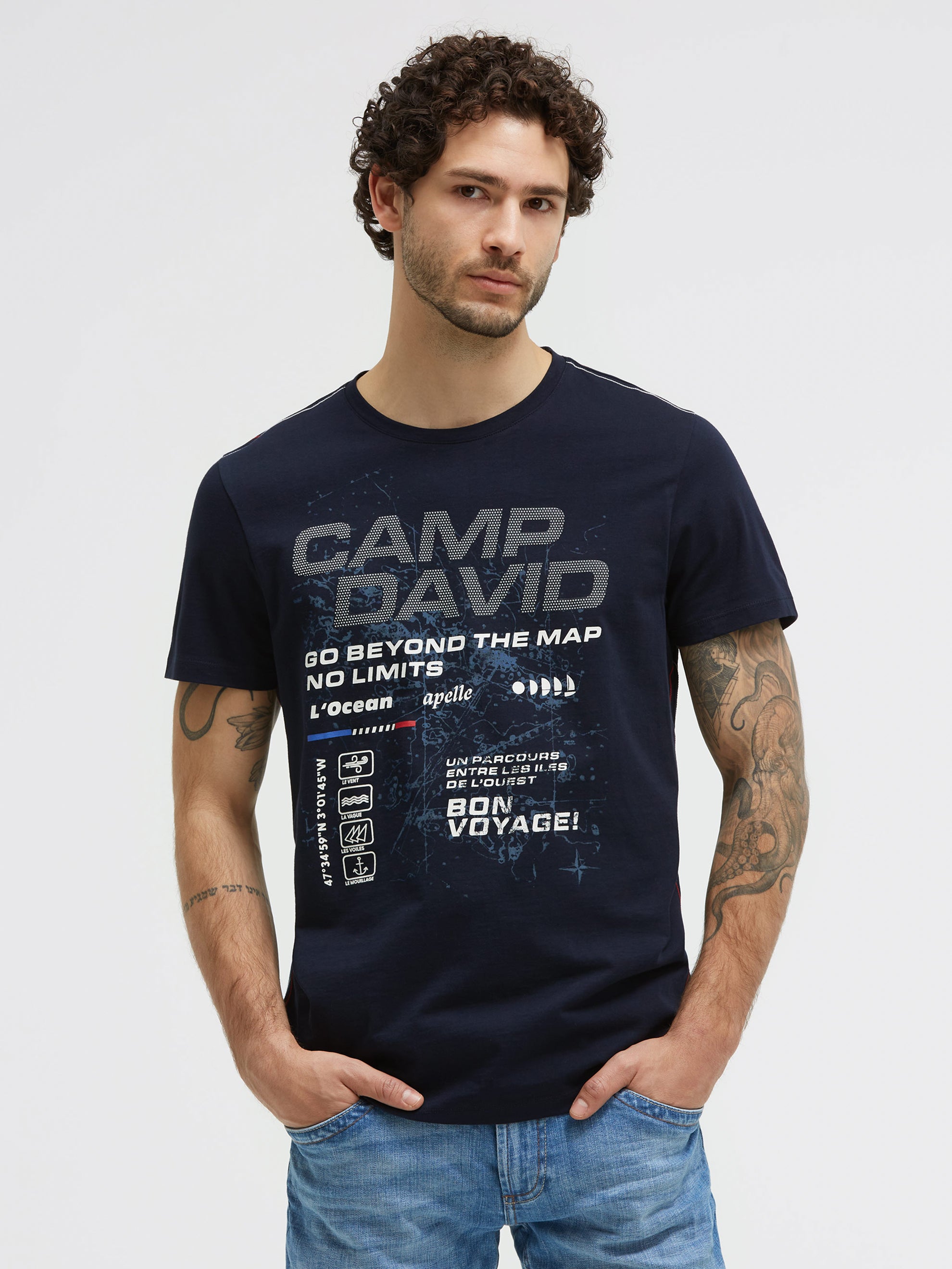 T-Shirt Rundhals mit Logo Artwork blue navy
