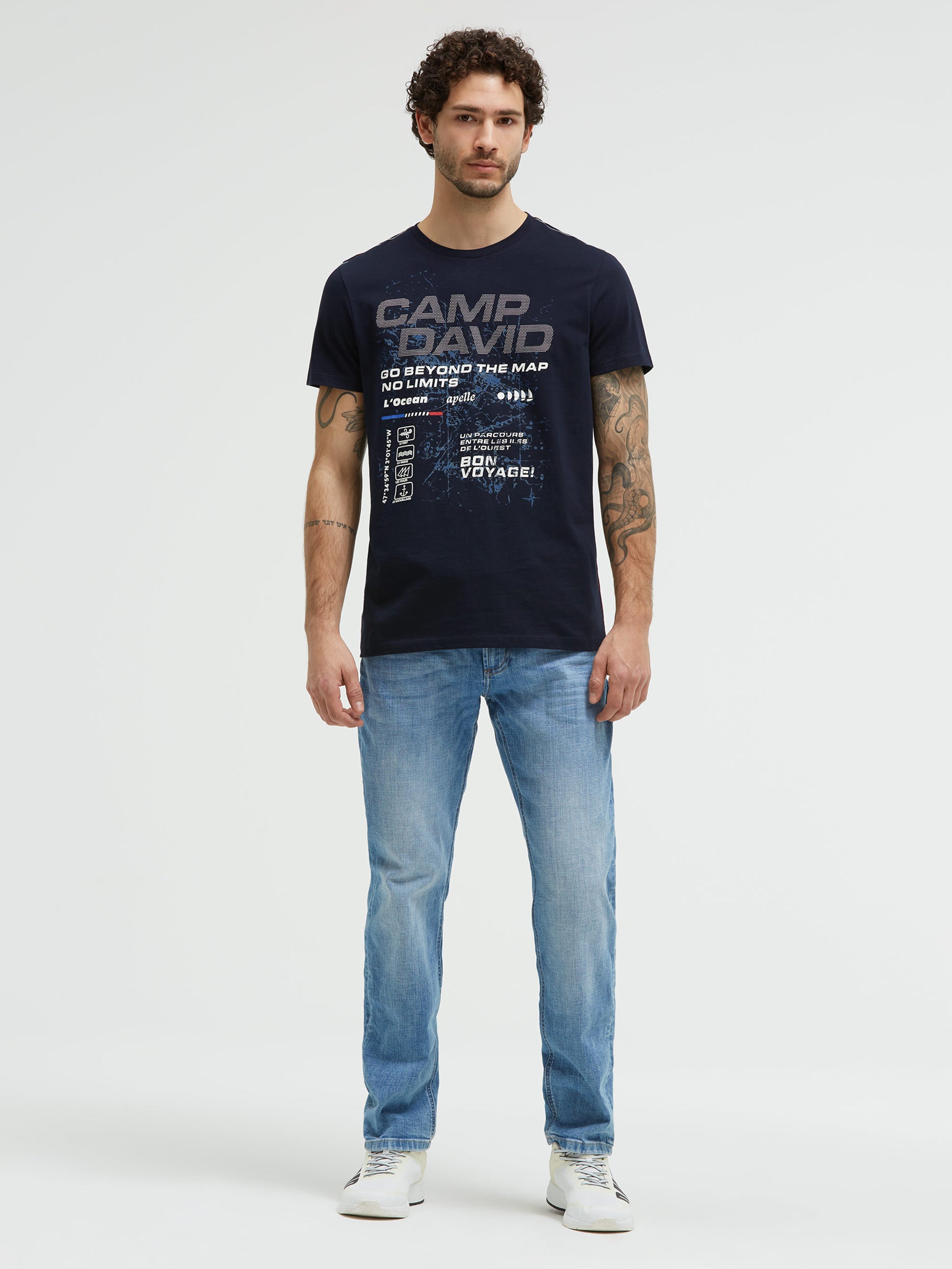 T-Shirt Rundhals mit Logo Artwork blue navy