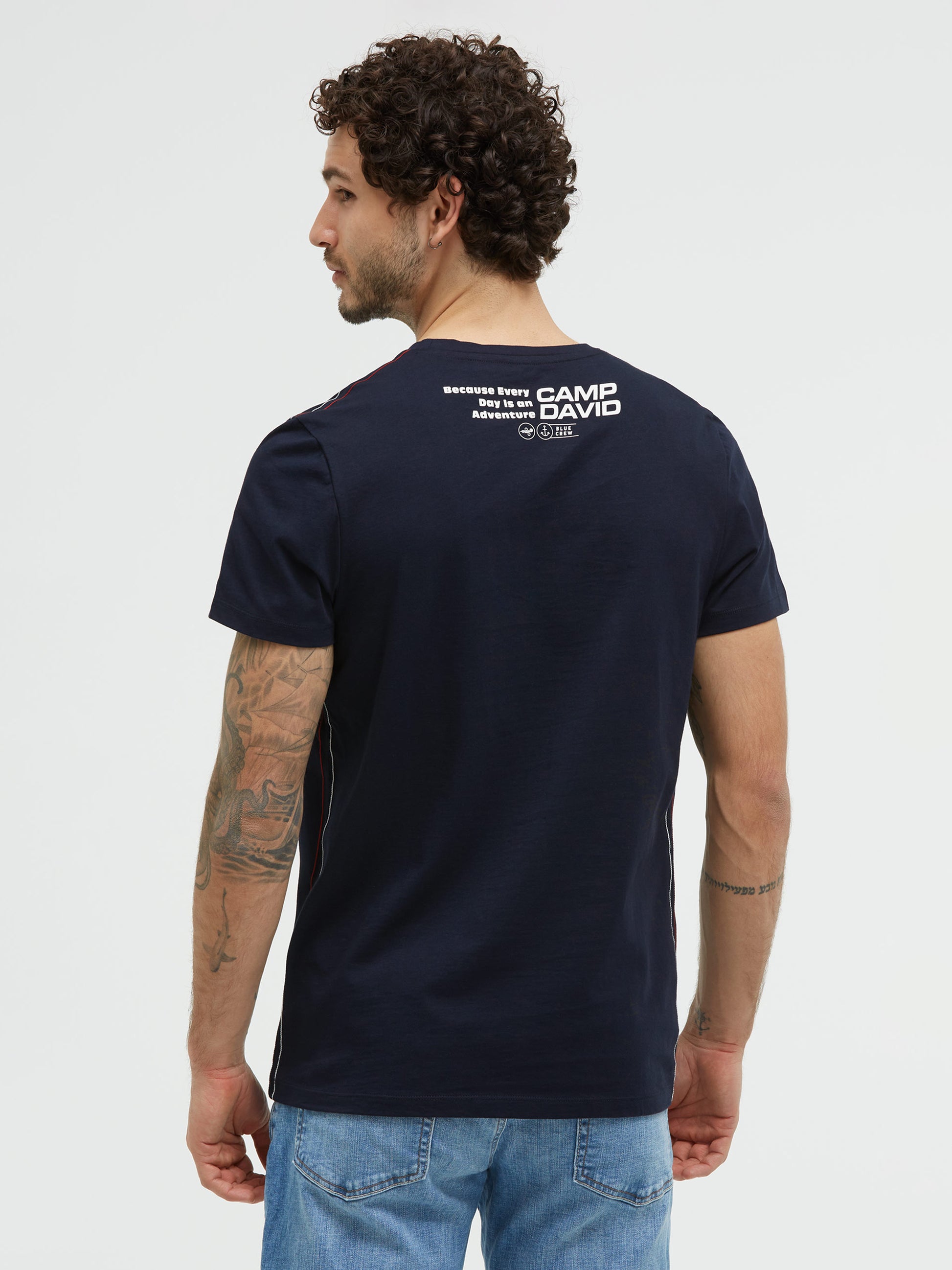 T-Shirt Rundhals mit Logo Artwork blue navy - 5