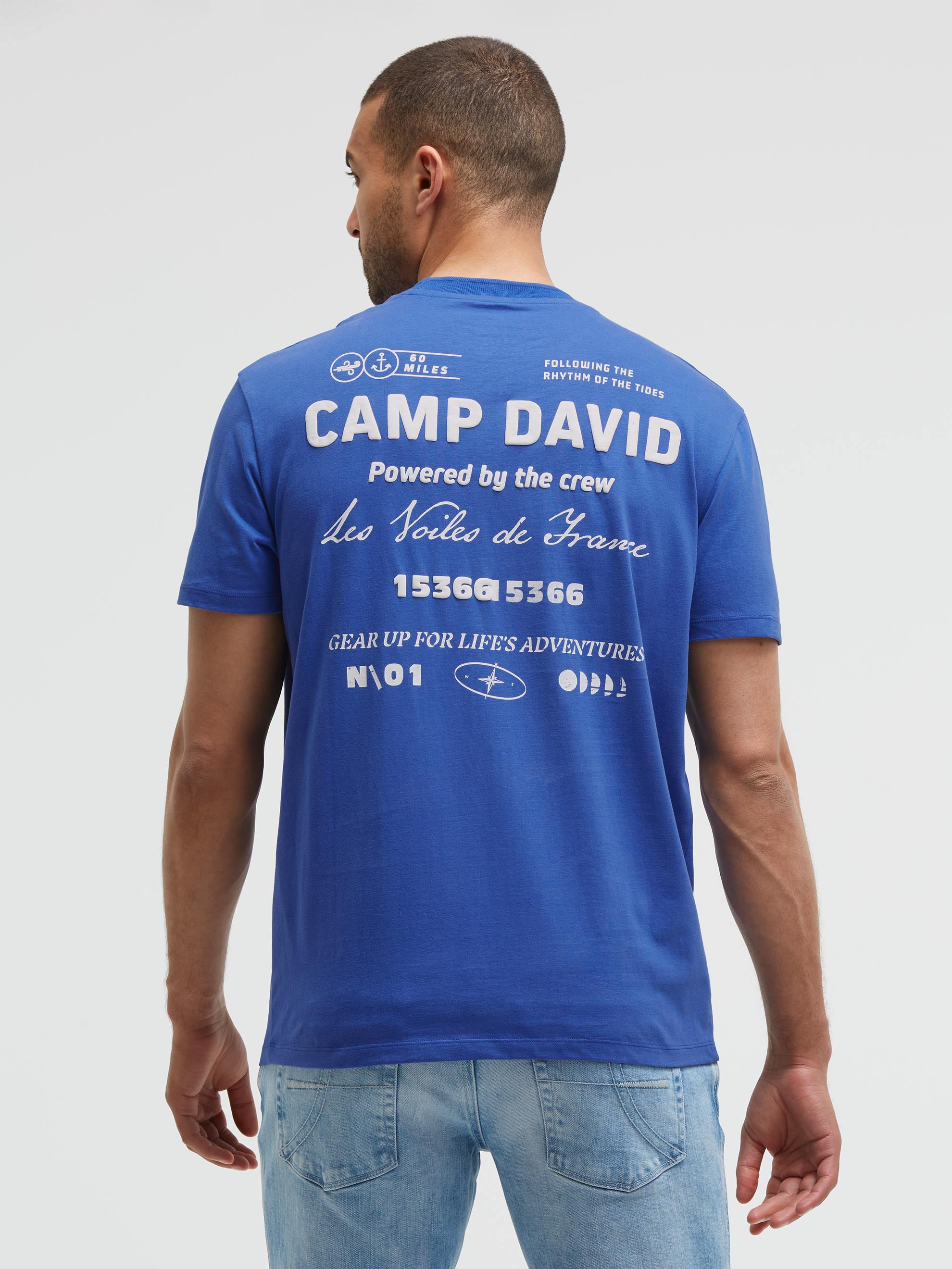 T-Shirt Relaxed Fit mit Rückenprint signal blue