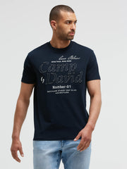 T-Shirt Relaxed Fit mit Logo-Stickereien blue navy