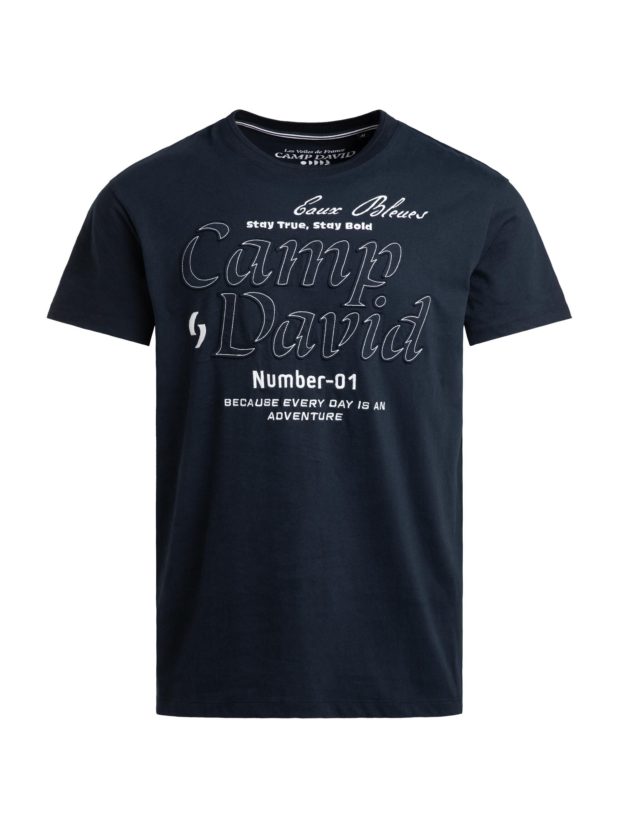 T-Shirt Relaxed Fit mit Logo-Stickereien blue navy