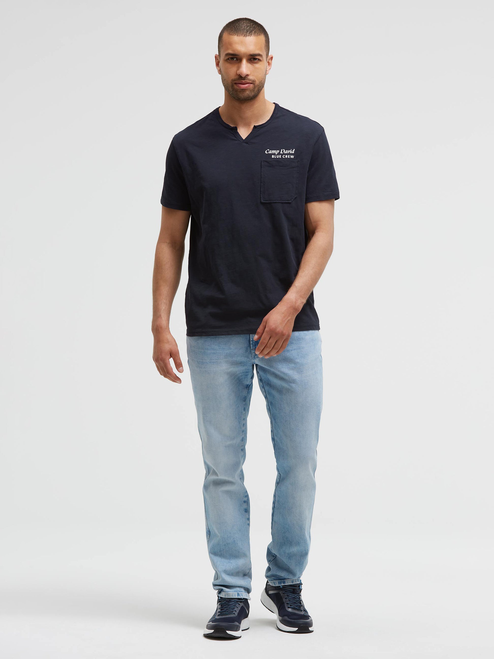 T-Shirt mit Backprint blue navy - 4