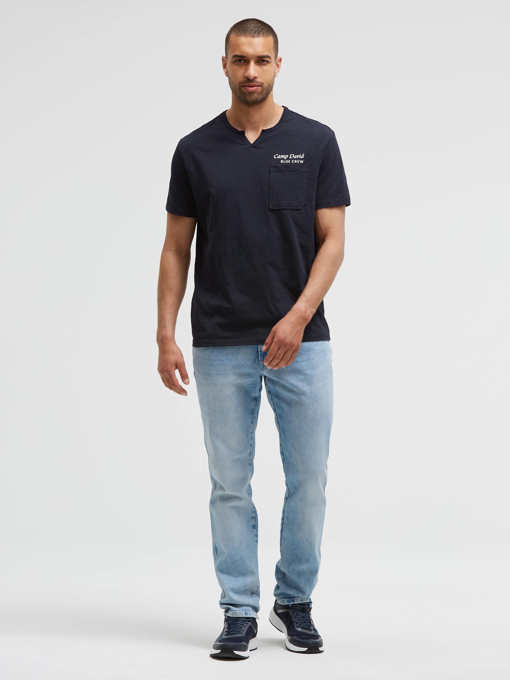 T-Shirt mit Backprint blue navy