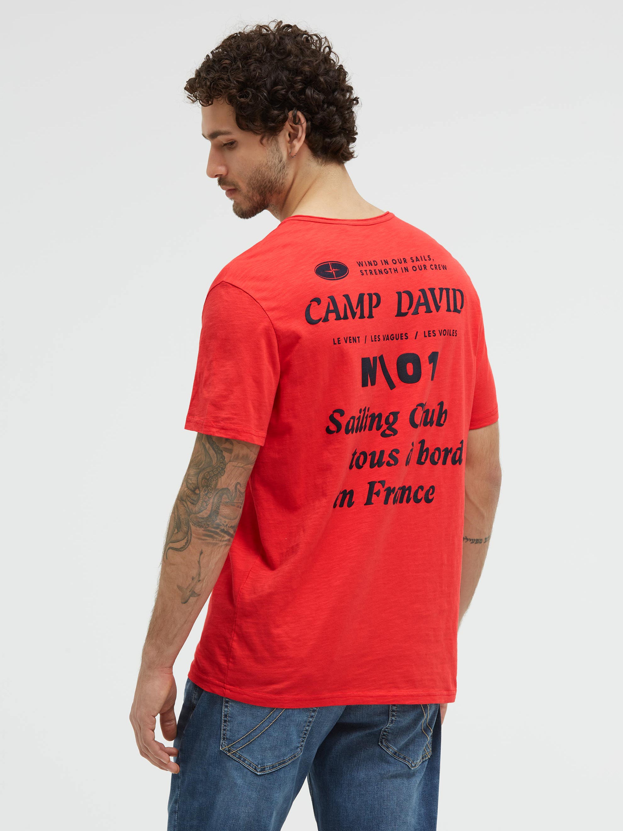 T-Shirt mit Backprint blaze coral