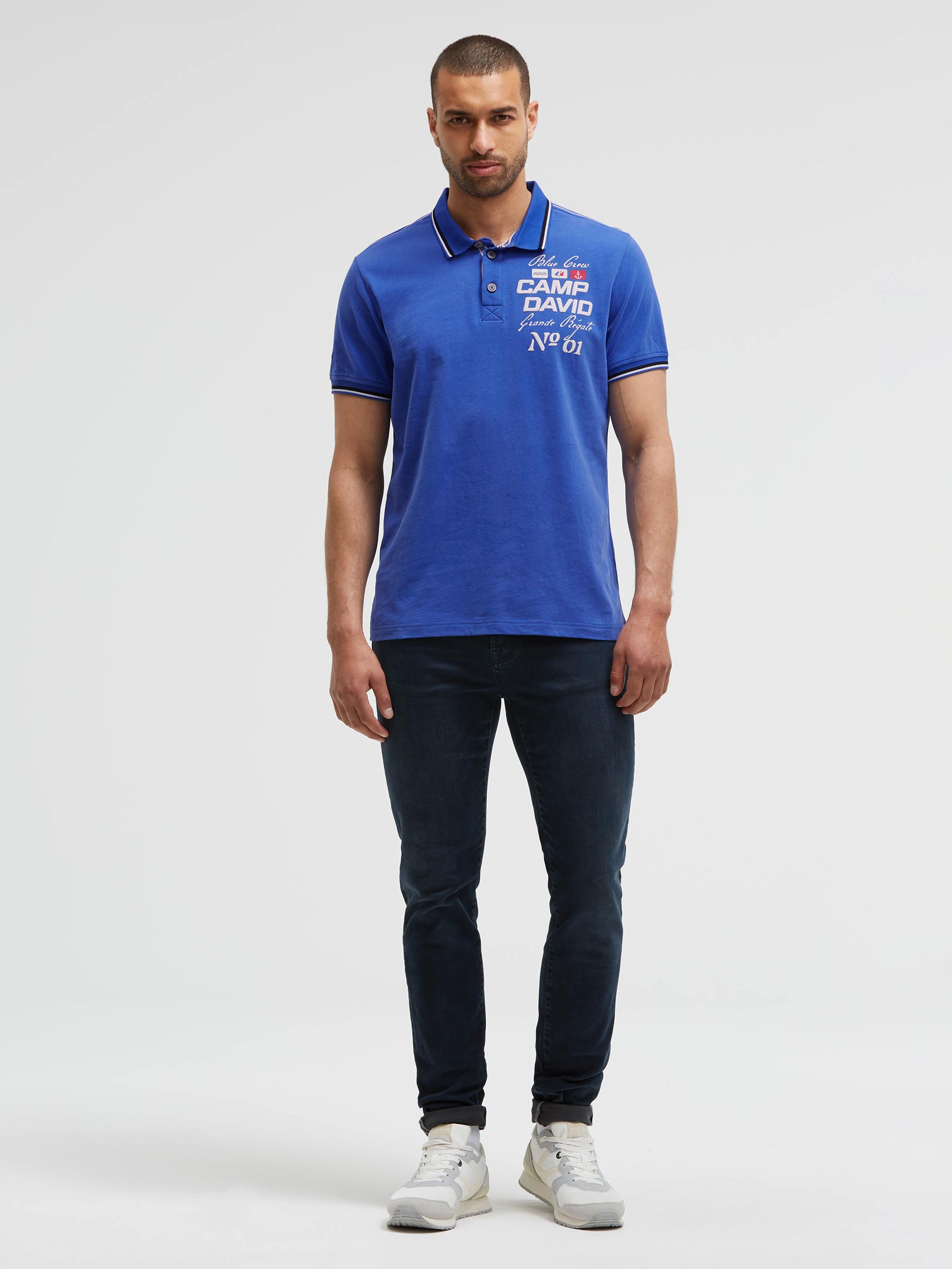 Polo mit Artworks und Special Details signal blue