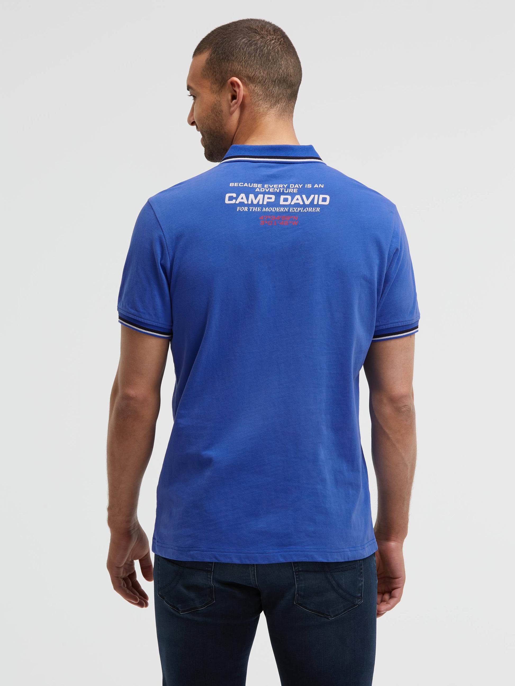 Polo mit Artworks und Special Details signal blue - 5