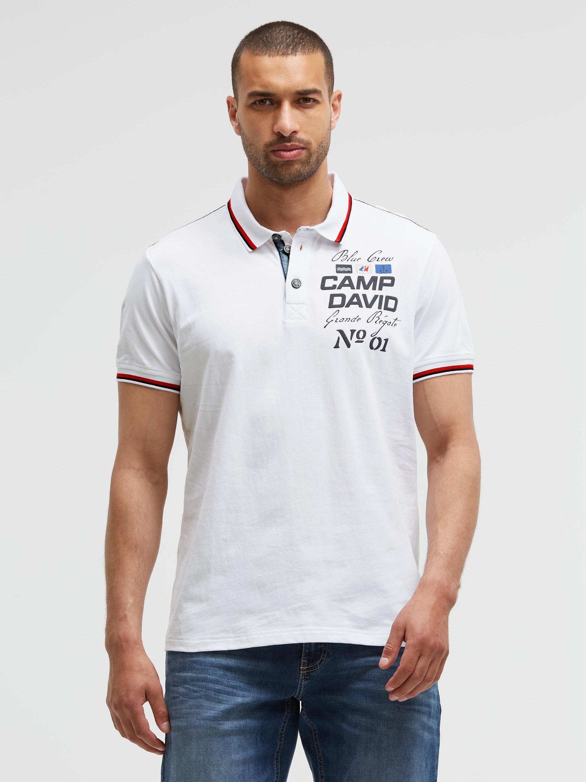 Polo mit Artworks und Special Details opticwhite