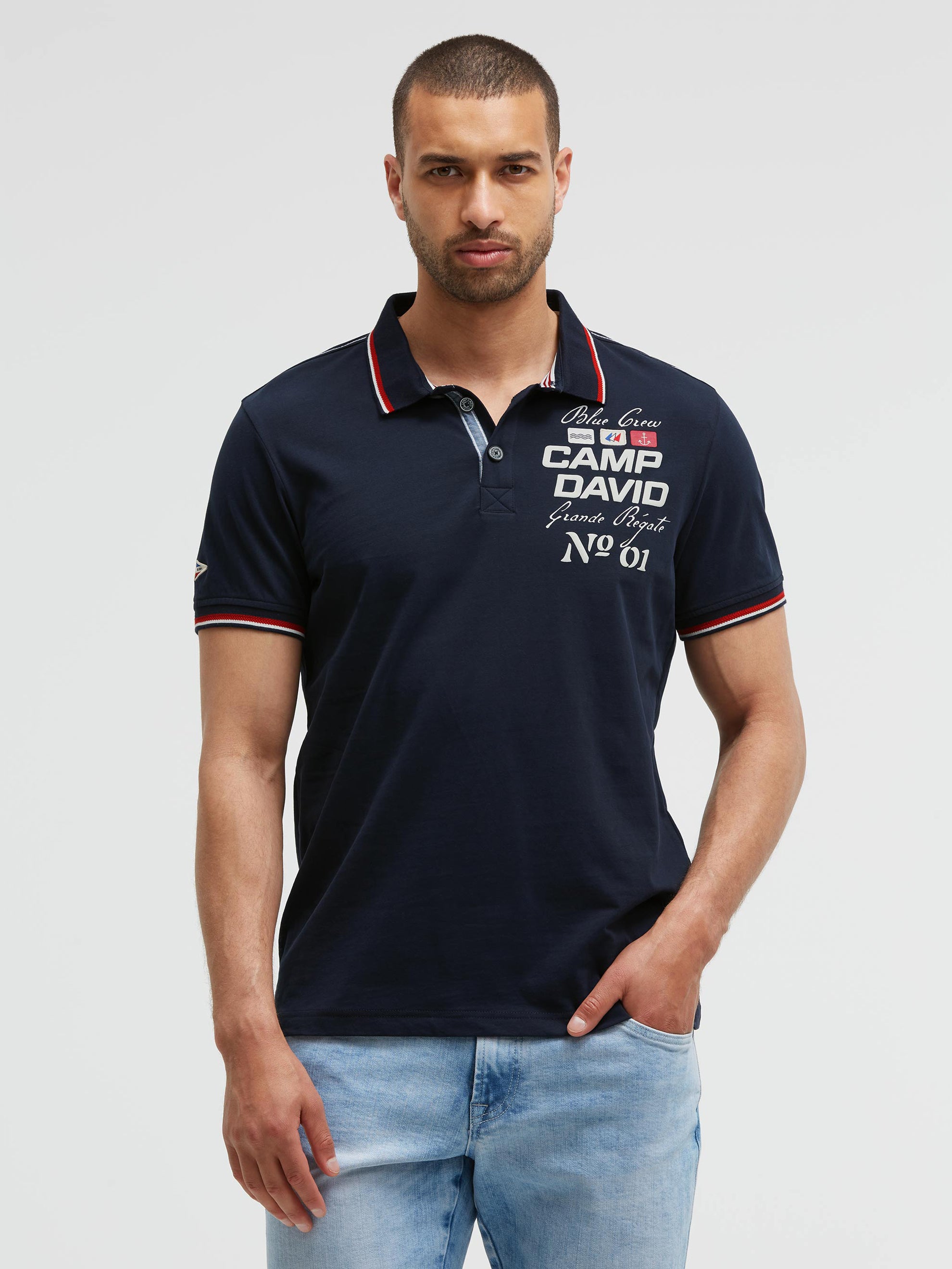 Polo mit Artworks und Special Details blue navy