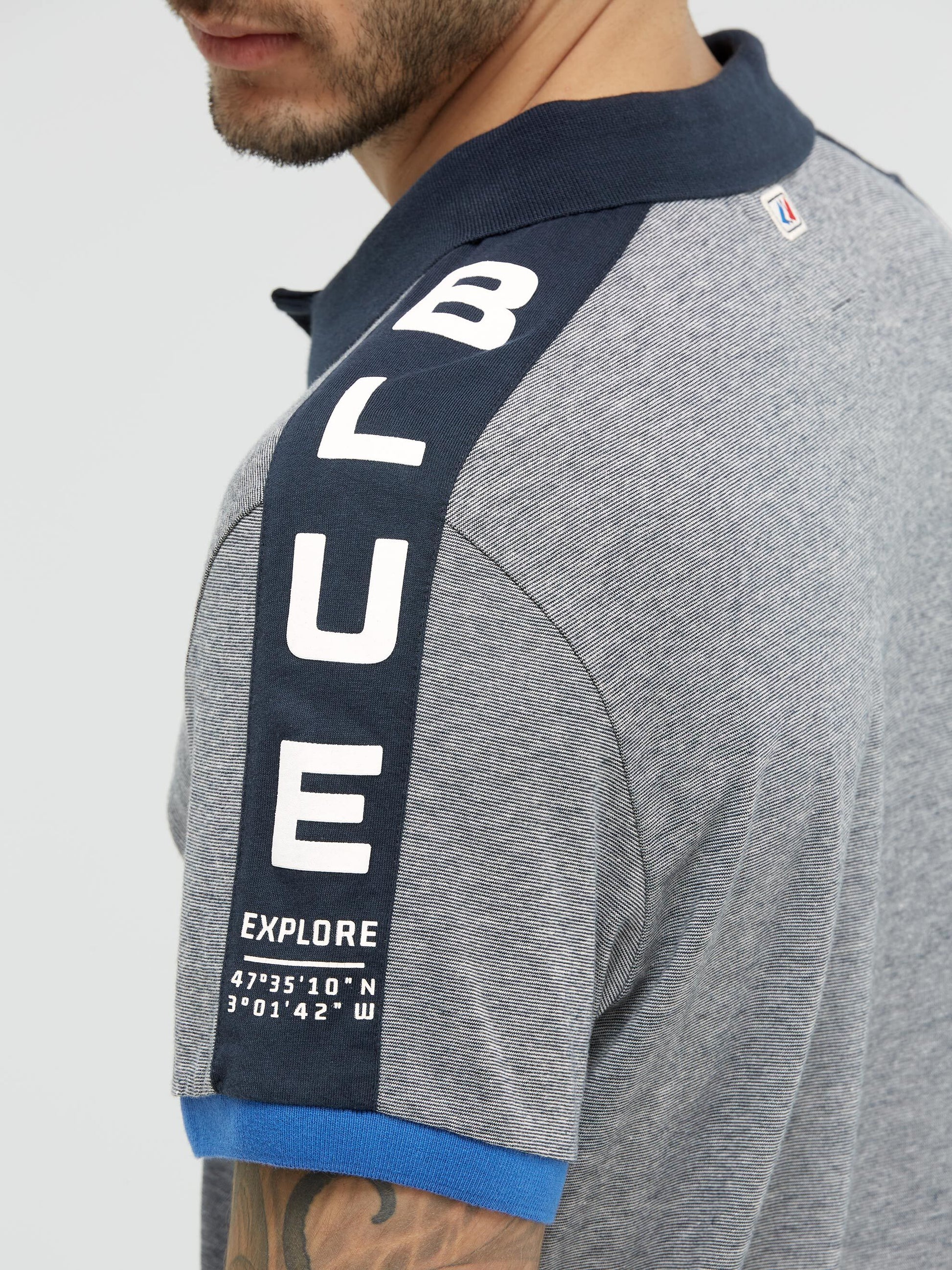 Polo mit feinen Streifen und Tapes blue navy - 6