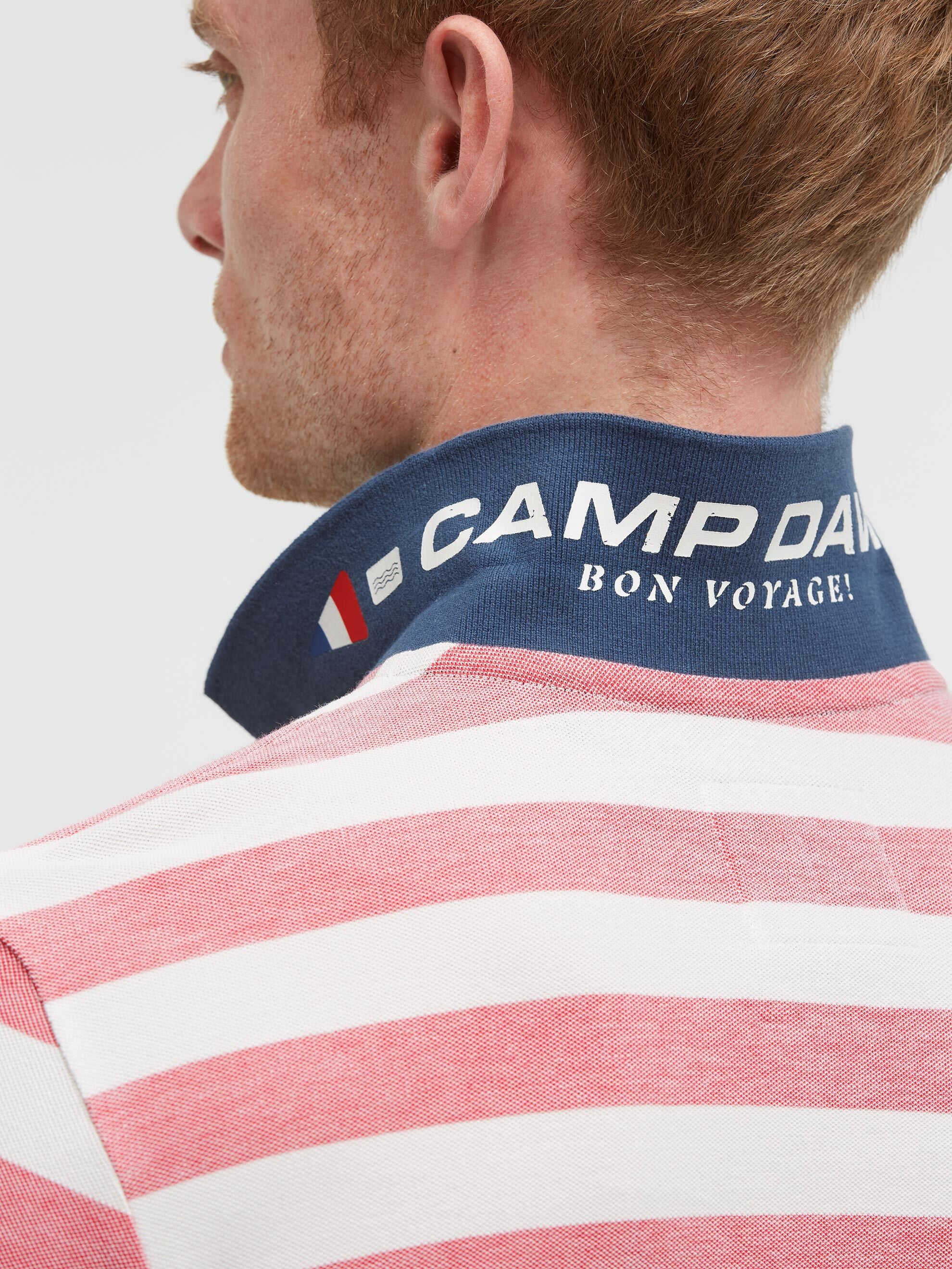 Streifen-Polo Pikee mit Artwork red