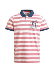 Streifen-Polo Pikee mit Artwork red