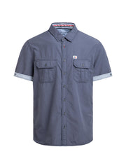 Fein gestreiftes Kurzarmhemd mit Klappentaschen blue navy