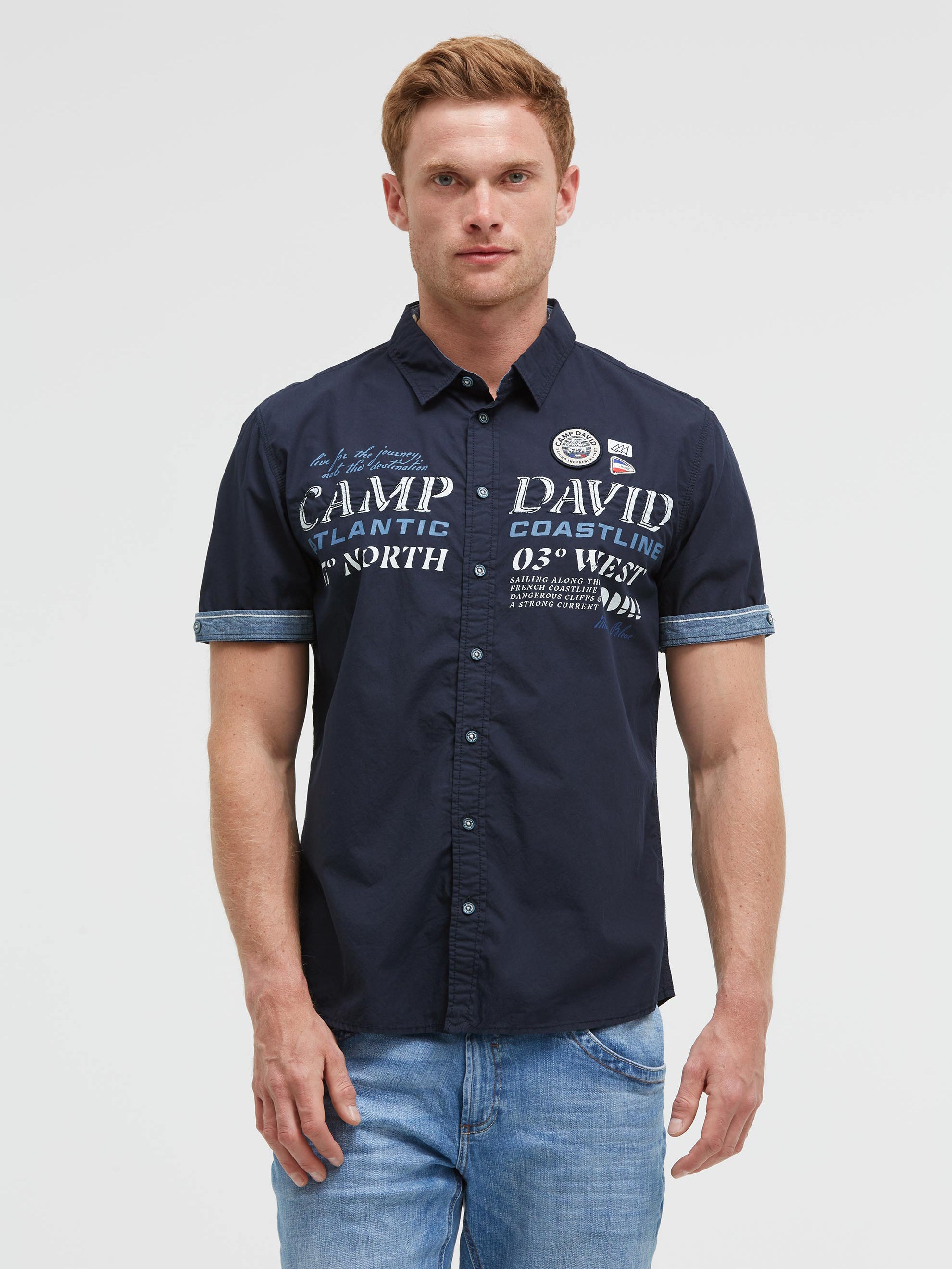 Kurzarmhemd mit Logo Artwork blue navy