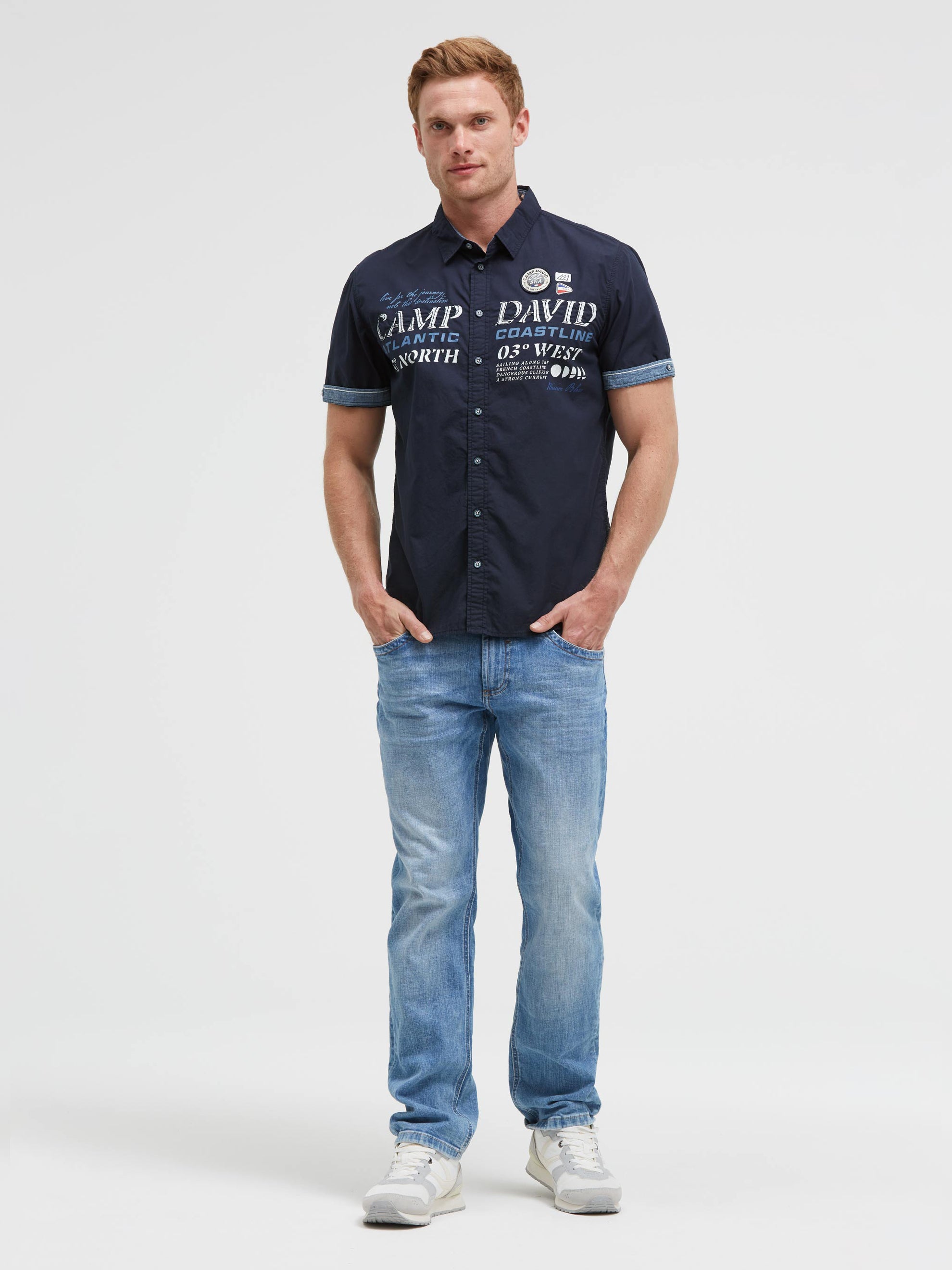 Kurzarmhemd mit Logo Artwork blue navy