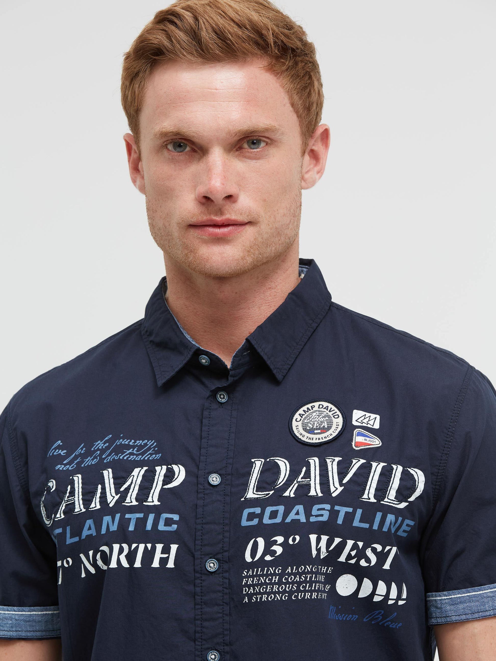 Kurzarmhemd mit Logo Artwork blue navy - 4