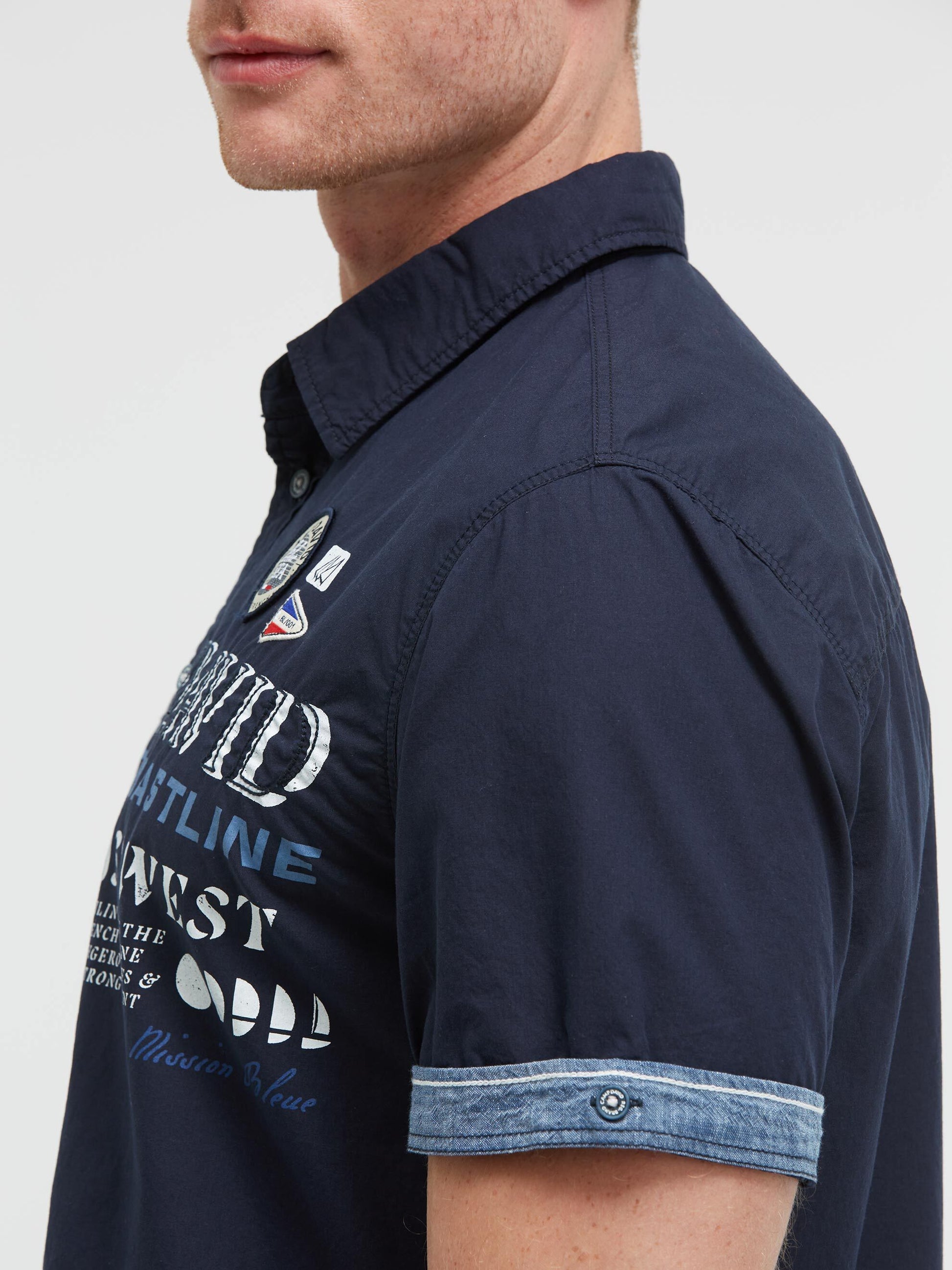 Kurzarmhemd mit Logo Artwork blue navy - 6