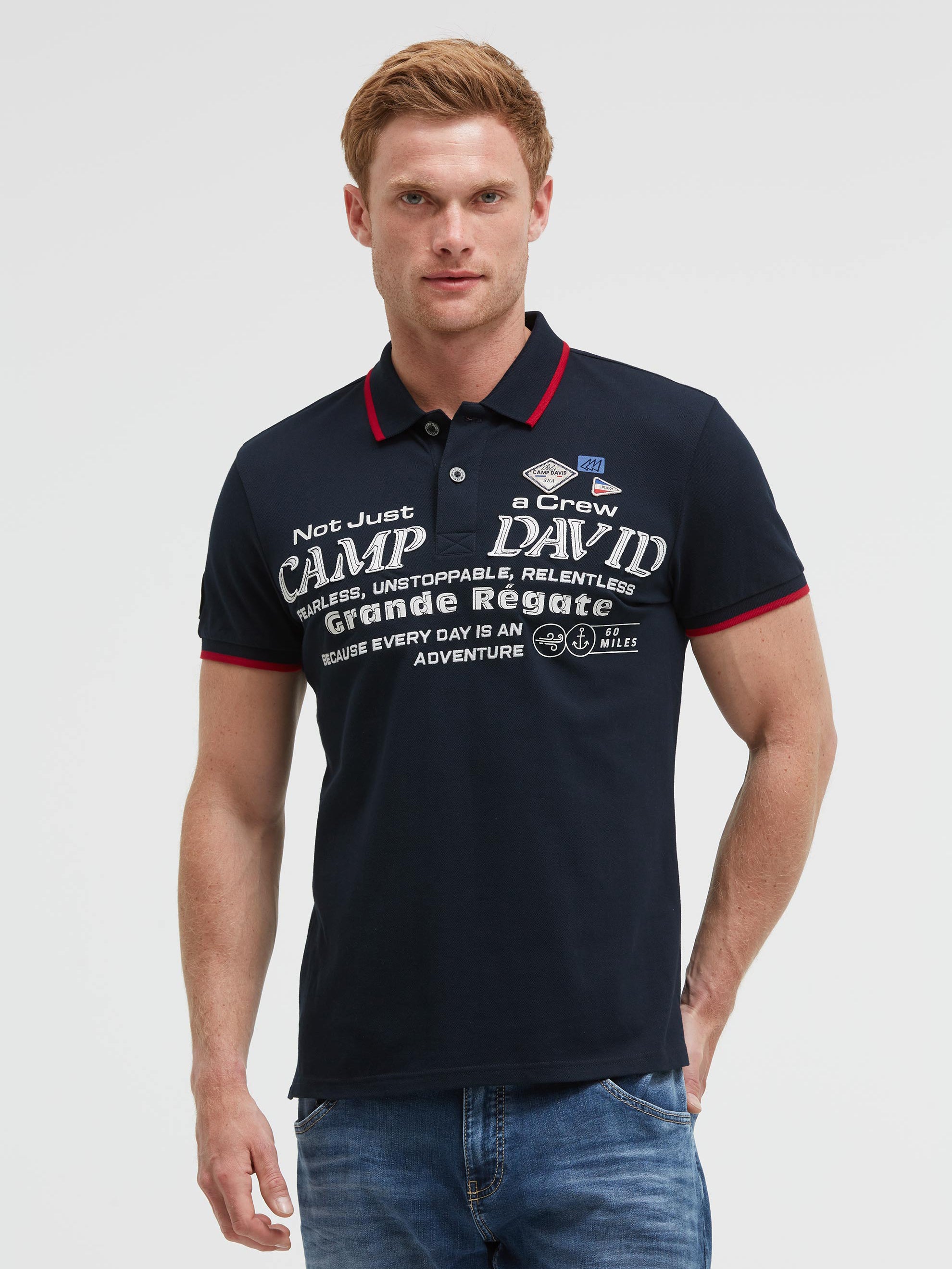 Kurzarmpolo Pikee mit Logo-Applikationen blue navy