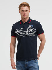 Kurzarmpolo Pikee mit Logo-Applikationen blue navy