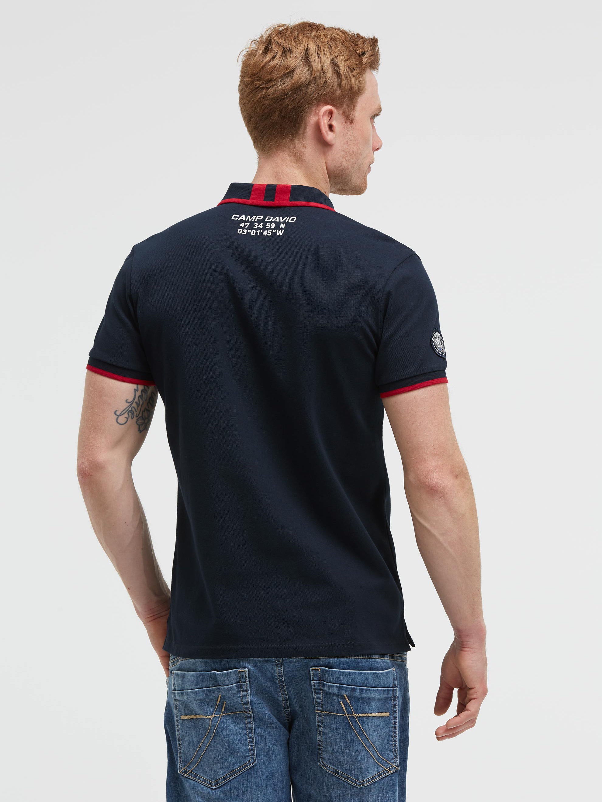 Kurzarmpolo Pikee mit Logo-Applikationen blue navy