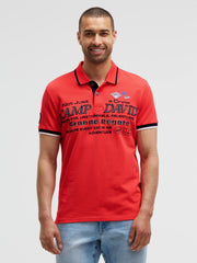 Kurzarmpolo Pikee mit Logo-Applikationen blaze coral