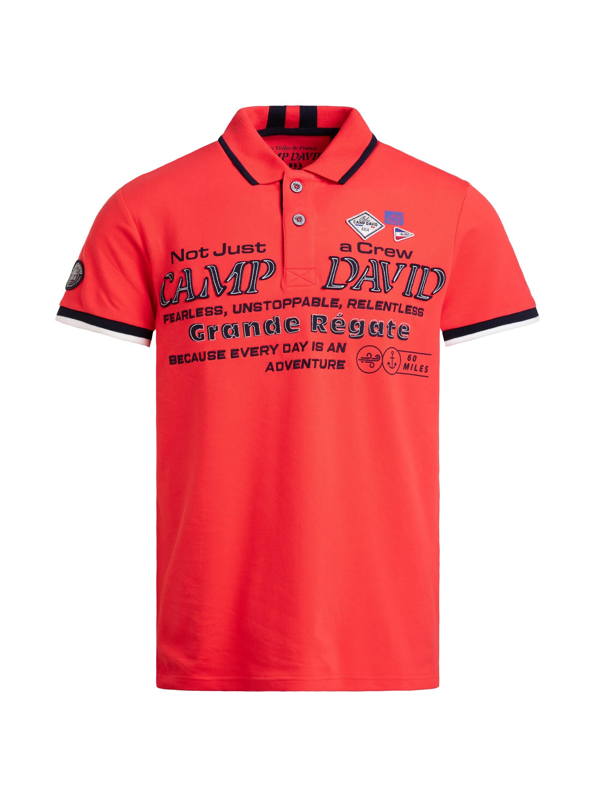 Kurzarmpolo Pikee mit Logo-Applikationen blaze coral