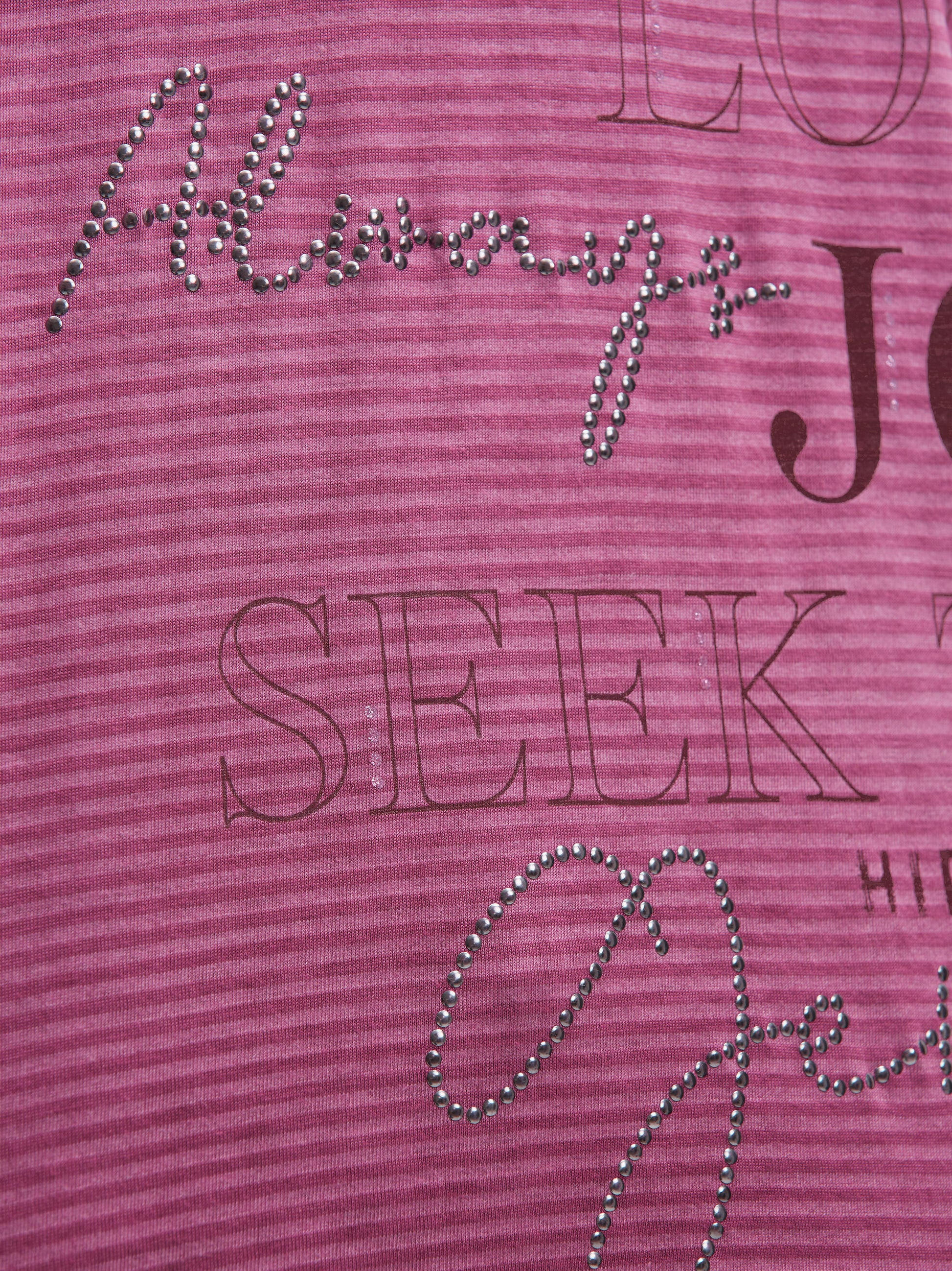 Gestreiftes Kapuzenshirt mit  Print und Schmucksteinen dark cherry - 6