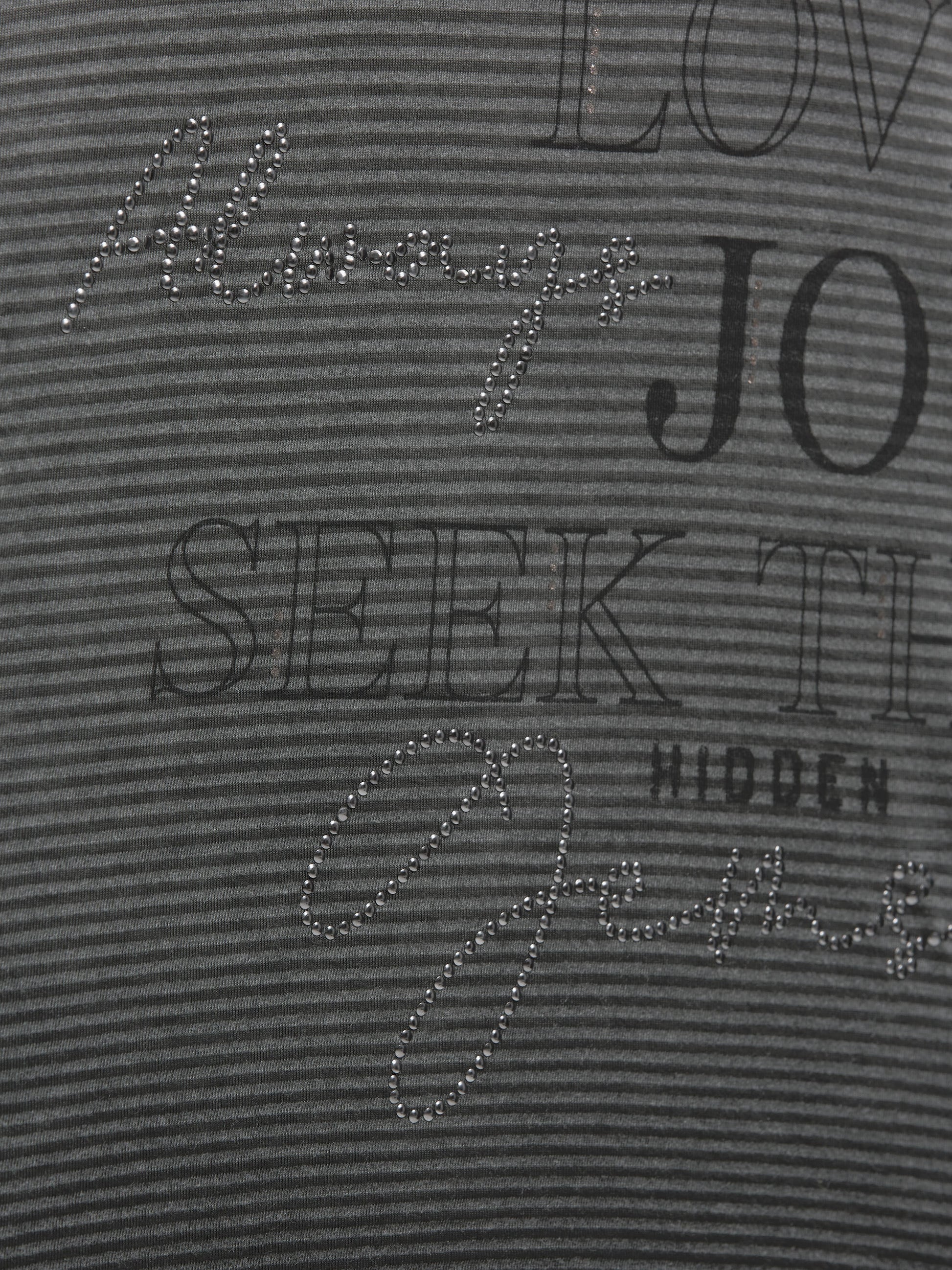 Gestreiftes Kapuzenshirt mit  Print und Schmucksteinen black - 6