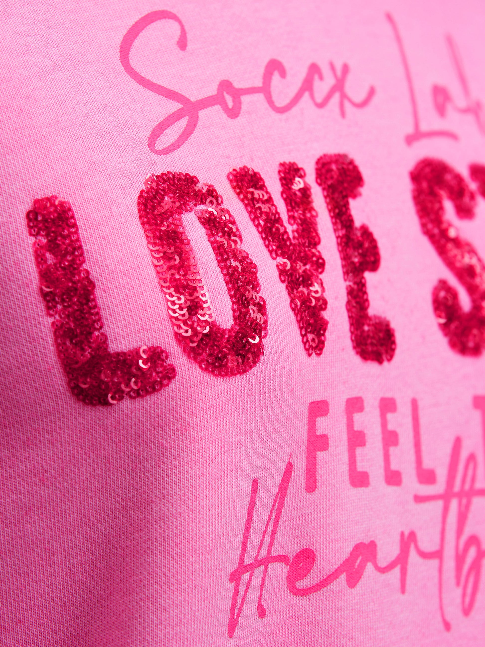 Hoodie Oil Dyed mit Pailletten-Wording rosy neon - 6