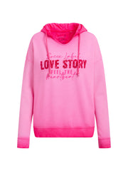 Hoodie Oil Dyed mit Pailletten-Wording rosy neon