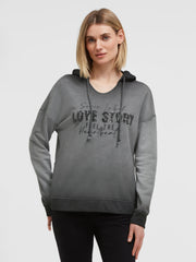Hoodie Oil Dyed mit Pailletten-Wording black