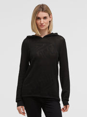 Hoodie mit Mesh-Struktur und Intarsia-Design black