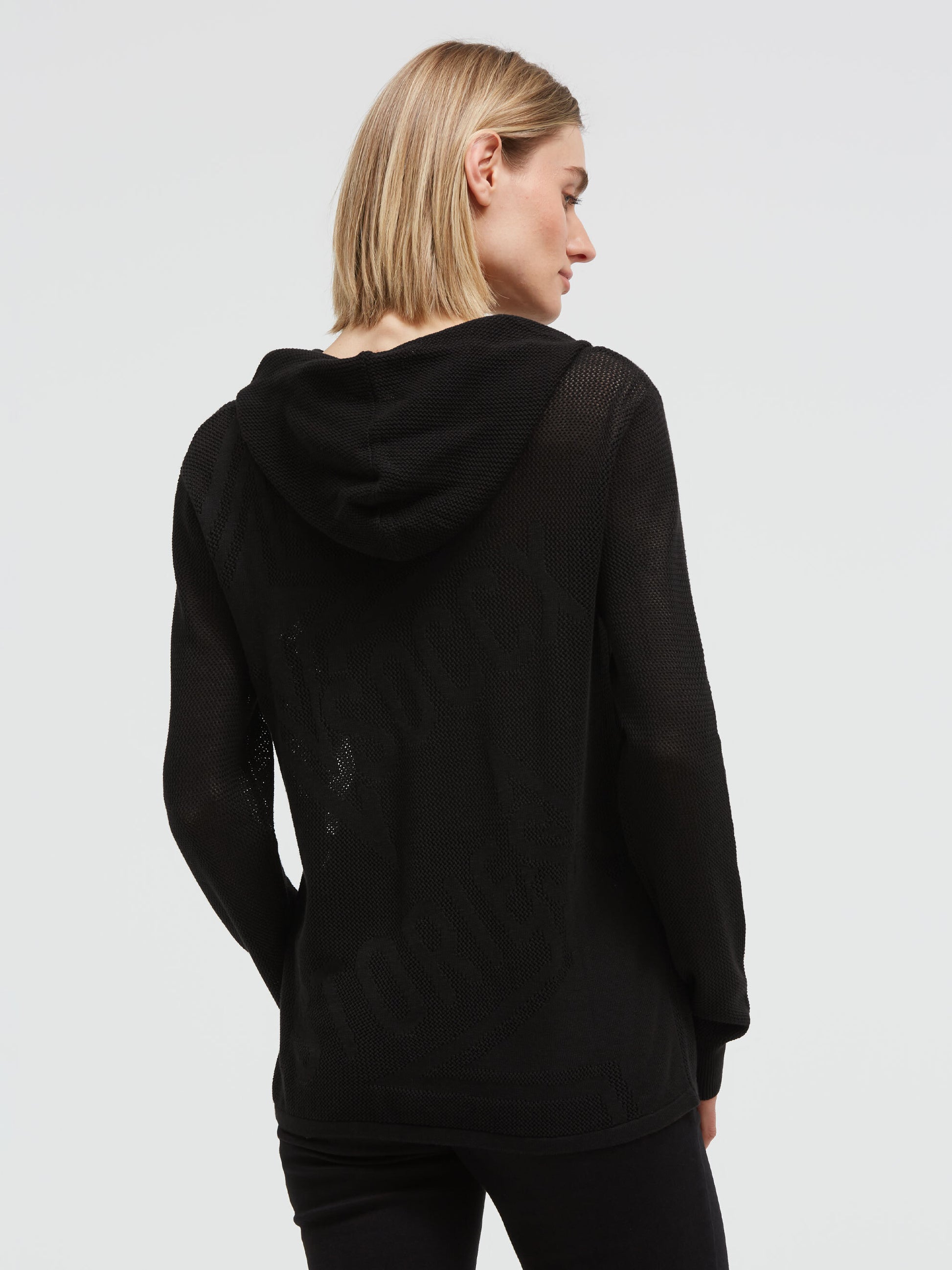 Hoodie mit Mesh-Struktur und Intarsia-Design black - 5