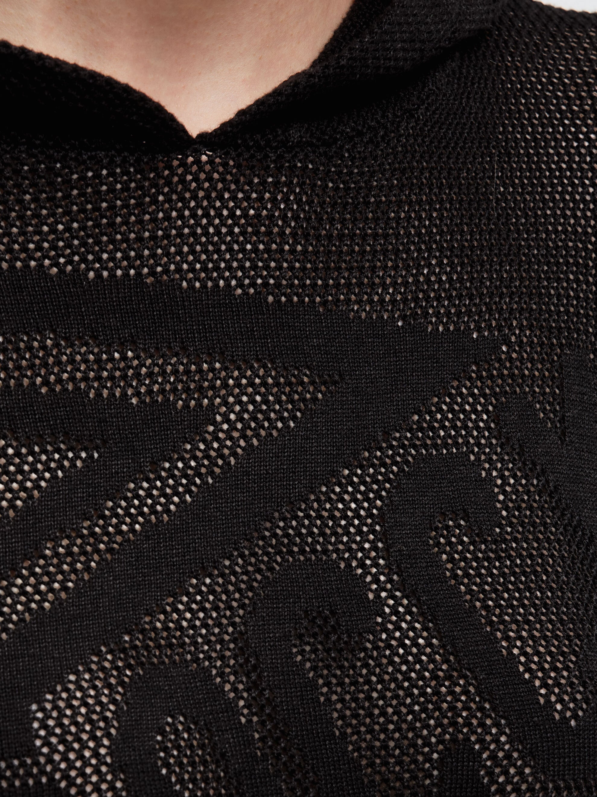 Hoodie mit Mesh-Struktur und Intarsia-Design black