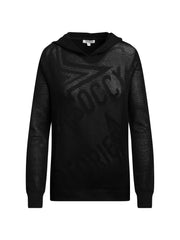 Hoodie mit Mesh-Struktur und Intarsia-Design black