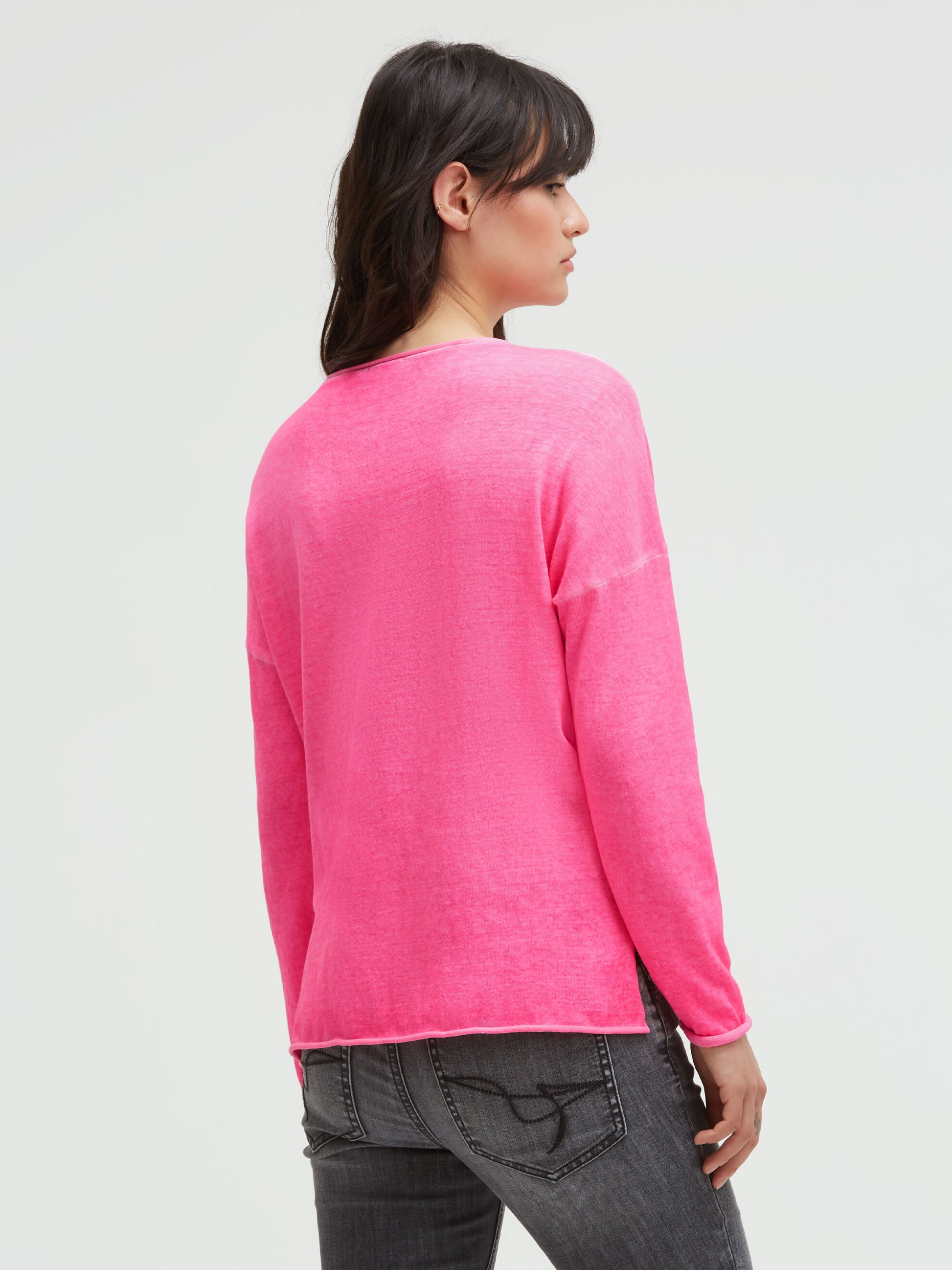 Feinstrick-Pullover mit Love-Artwork rosy neon - 5