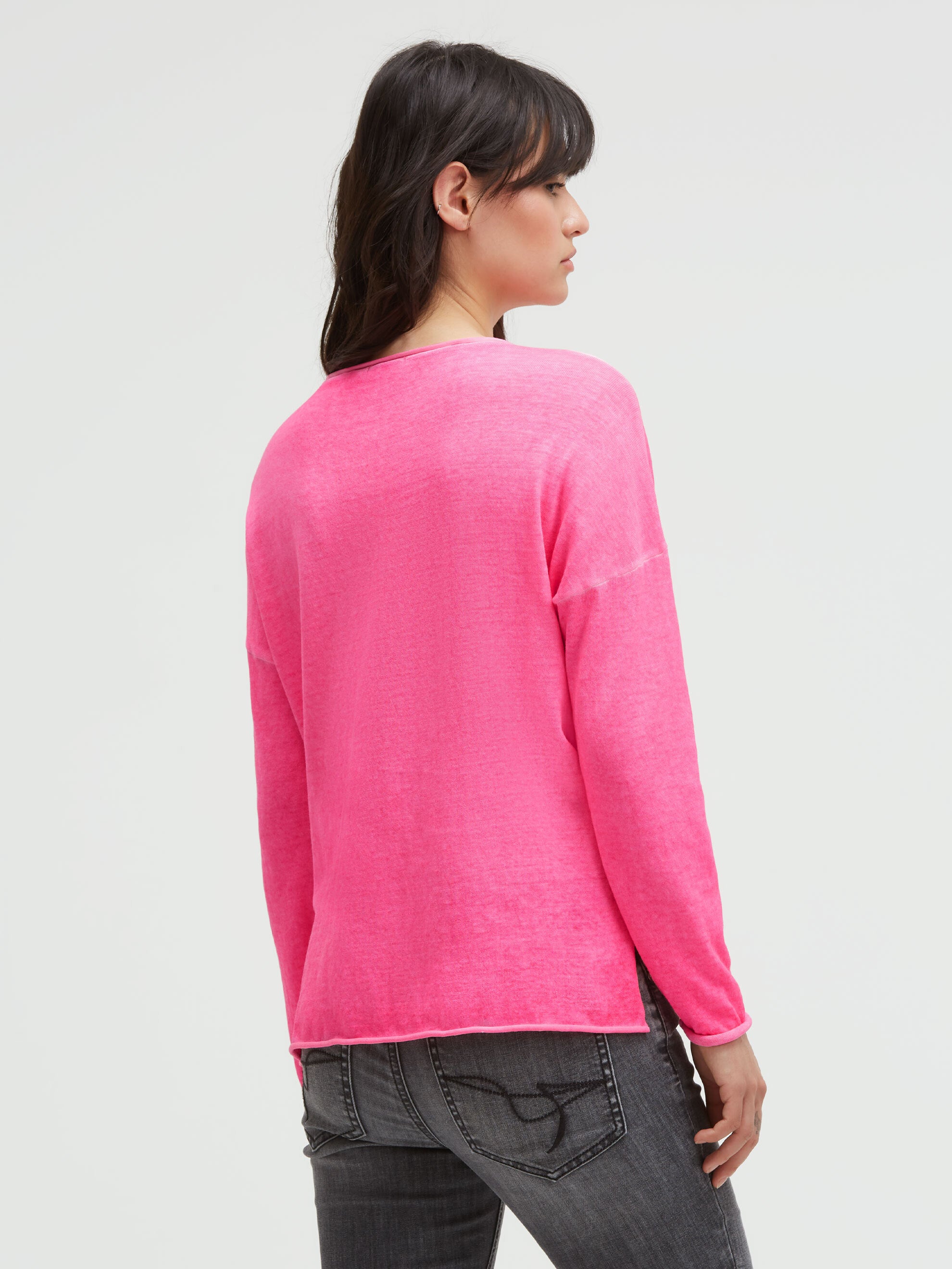 Feinstrick-Pullover mit Love-Artwork rosy neon