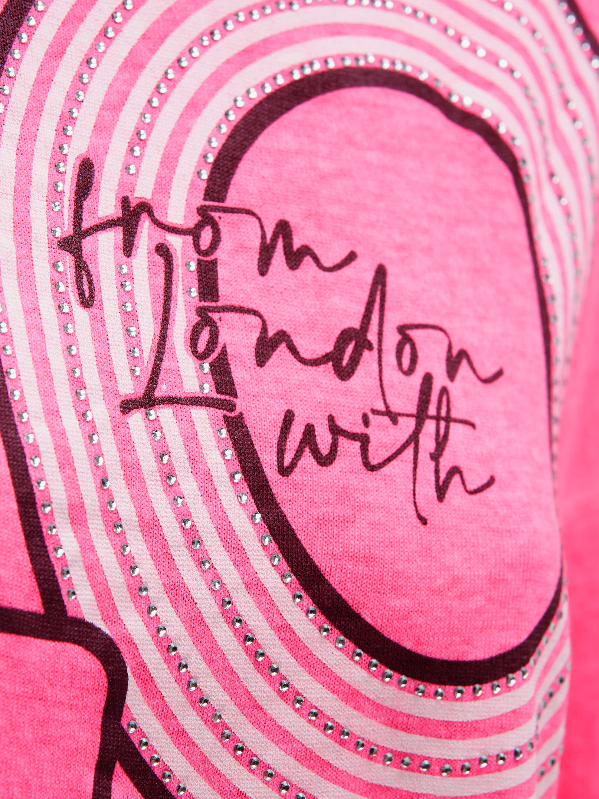 Feinstrick-Pullover mit Love-Artwork rosy neon
