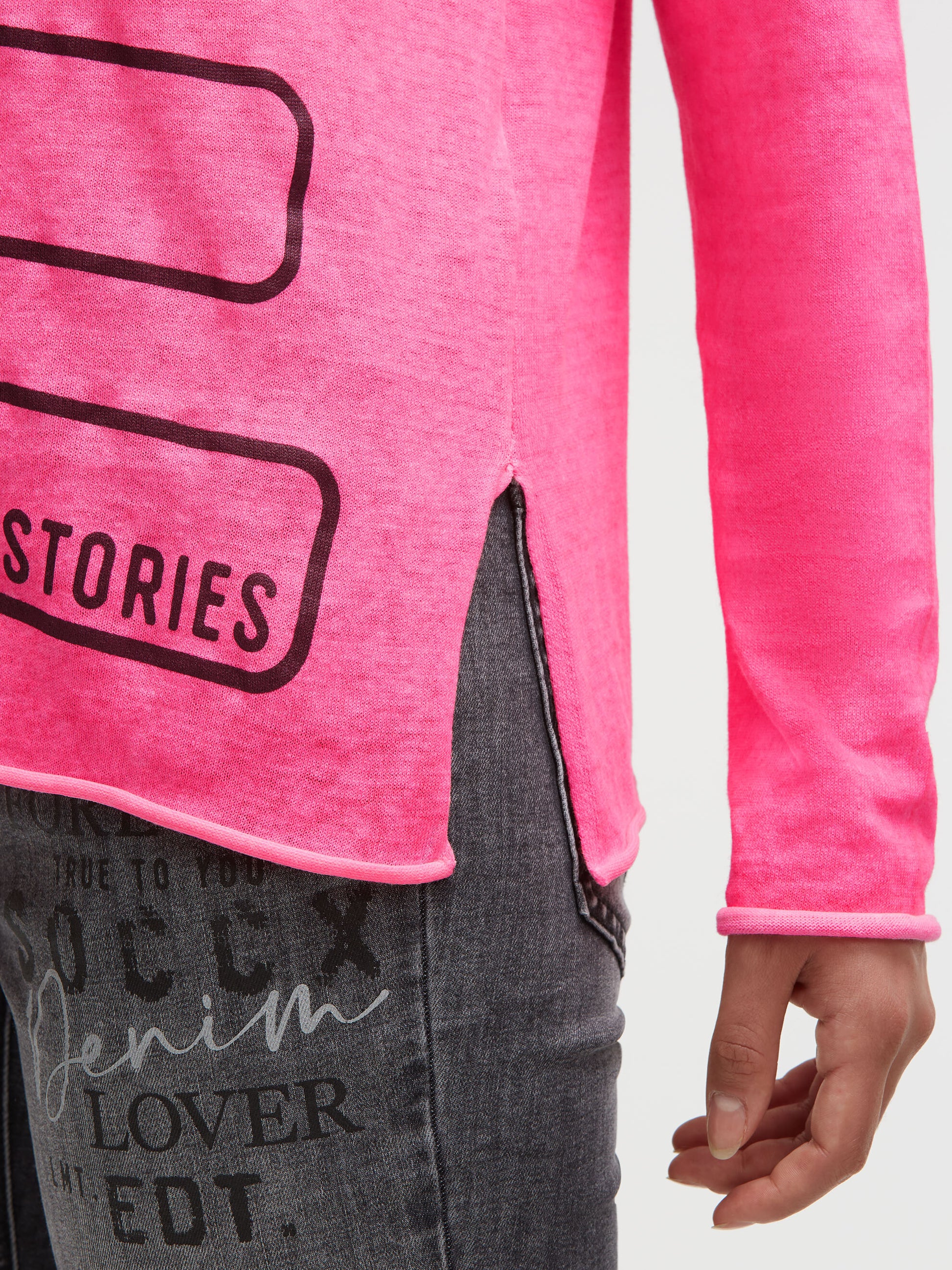 Feinstrick-Pullover mit Love-Artwork rosy neon - 7