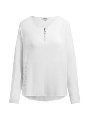 Leichte Bluse mit V-Ausschnitt und Rückenprint opticwhite