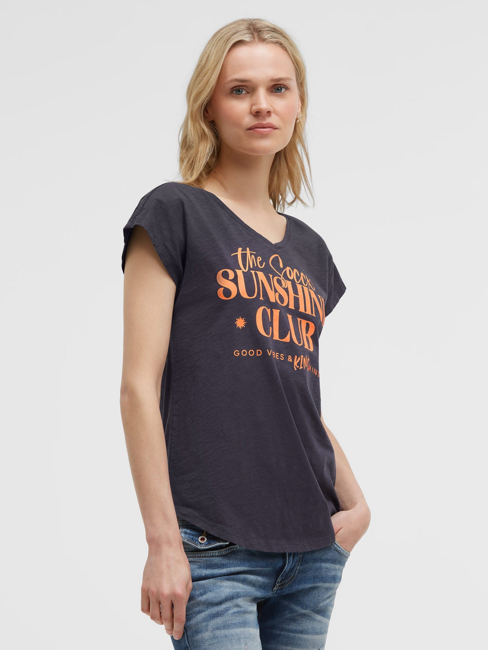 Ärmelloses Shirt mit V-Ausschnitt und Wording Print charcoal mist - 2