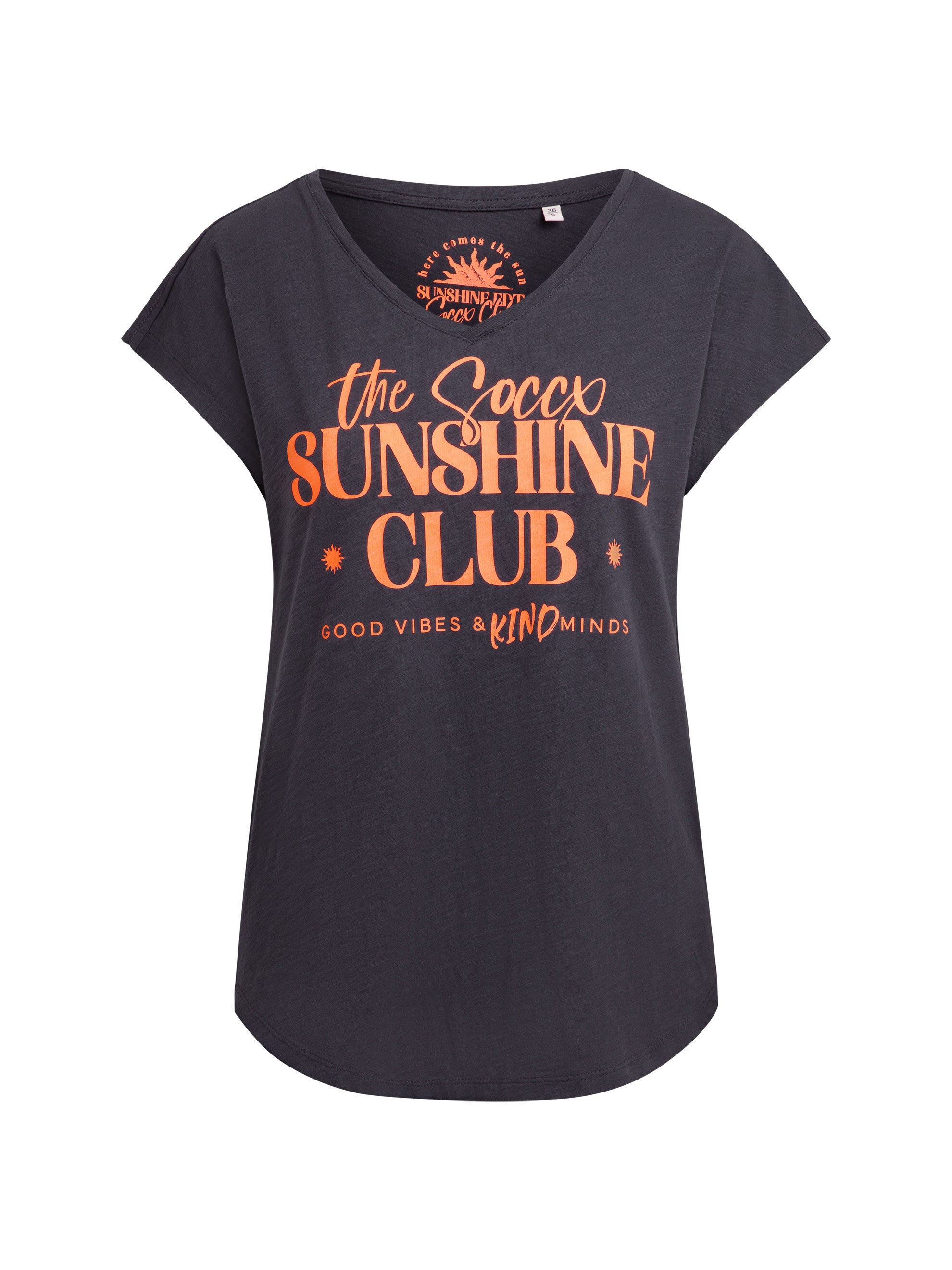 Ärmelloses Shirt mit V-Ausschnitt und Wording Print charcoal mist