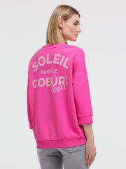 Bluza z dekoltem w serek i nadrukiem na plecach