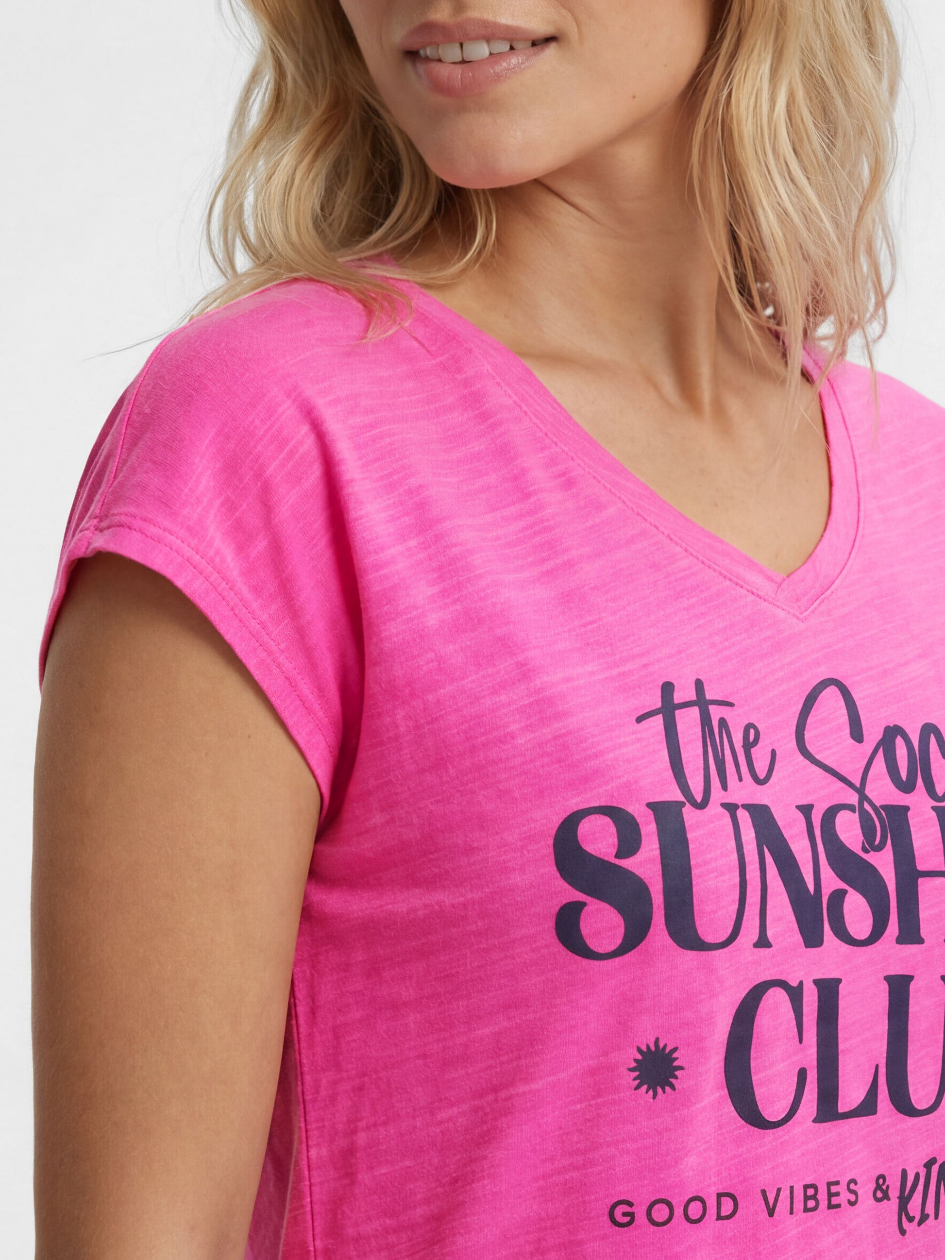 Ärmelloses Shirt mit V-Ausschnitt und Wording Print vivid pink - 6