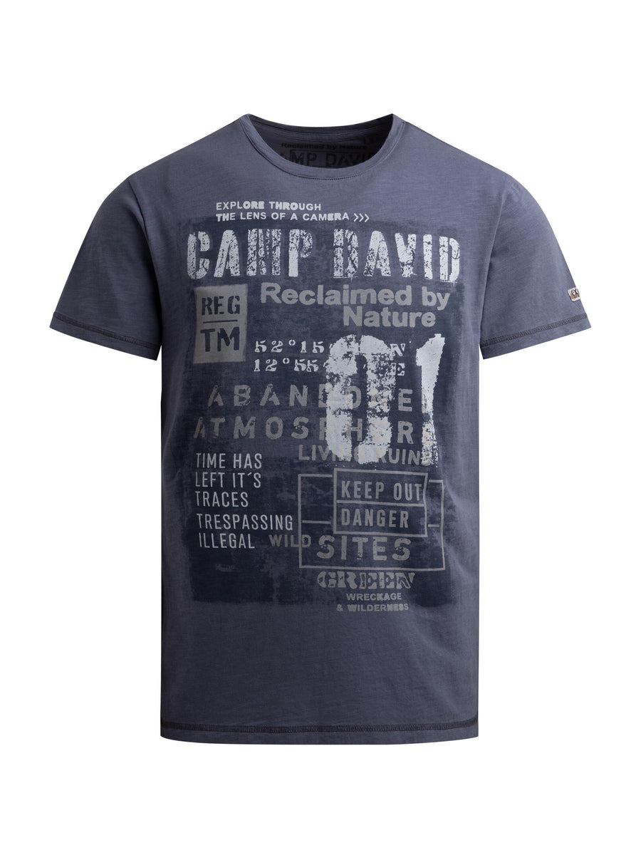 T-Shirt Rundhals mit Vintage Print blue concrete